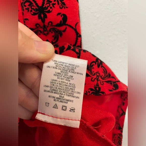 Bongo Peplum Top Juniors Large Red Black Floral Mesh Cut Out Back Whimsigoth - Picture 4 of 6